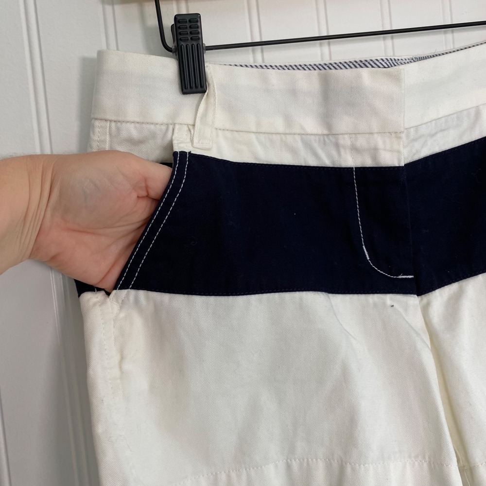J Crew Women Color Block Nautical Chino Shorts Size 6 Cotton Old Money Fisherman - Picture 2 of 10